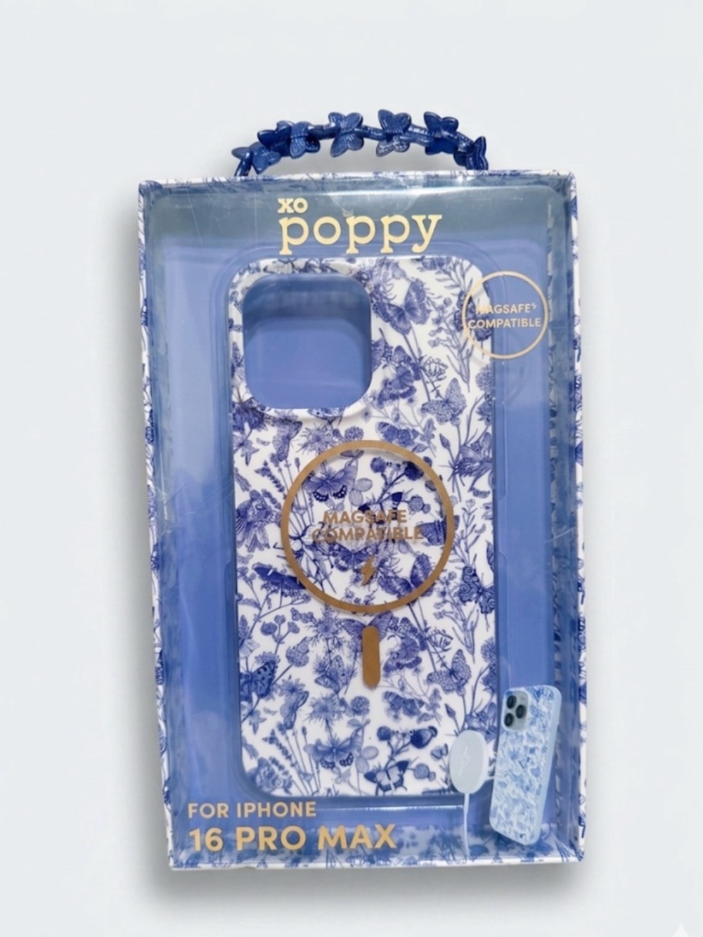 XO Poppy Blue Floral MagSafe Case for iPhone 16 Pro Max